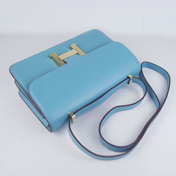 7A Hermes Constance Togo Leather Single Bag Light Blue Gold Hardware H020 - Click Image to Close